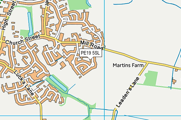 PE19 5SL map - OS VectorMap District (Ordnance Survey)
