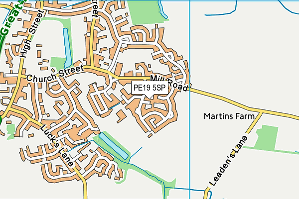 PE19 5SP map - OS VectorMap District (Ordnance Survey)