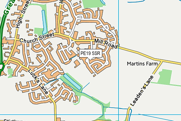 PE19 5SR map - OS VectorMap District (Ordnance Survey)