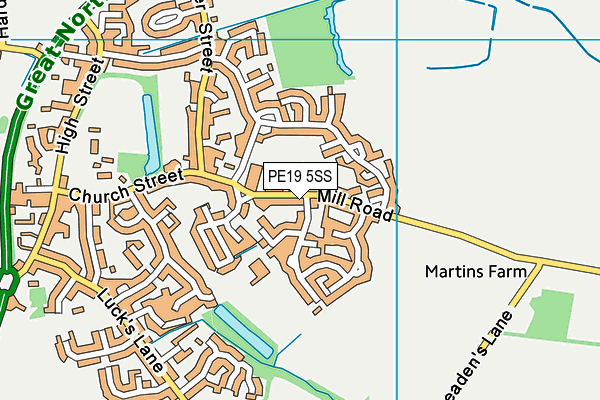 PE19 5SS map - OS VectorMap District (Ordnance Survey)