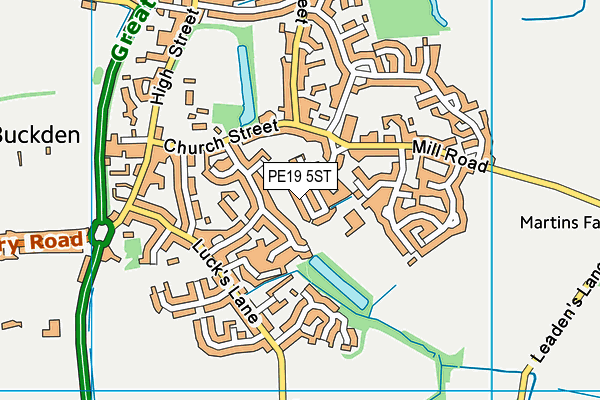 PE19 5ST map - OS VectorMap District (Ordnance Survey)