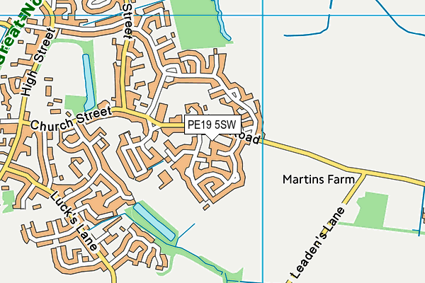PE19 5SW map - OS VectorMap District (Ordnance Survey)
