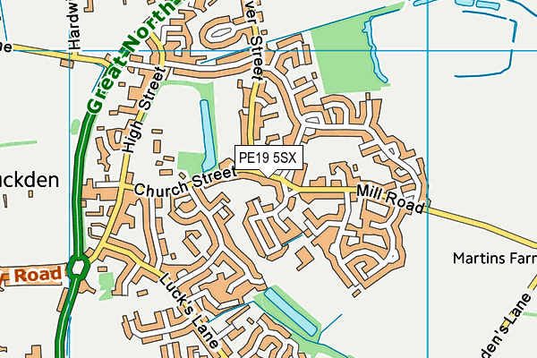 PE19 5SX map - OS VectorMap District (Ordnance Survey)