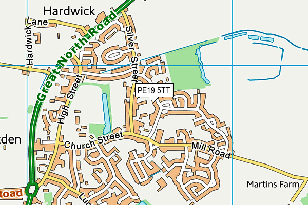 PE19 5TT map - OS VectorMap District (Ordnance Survey)