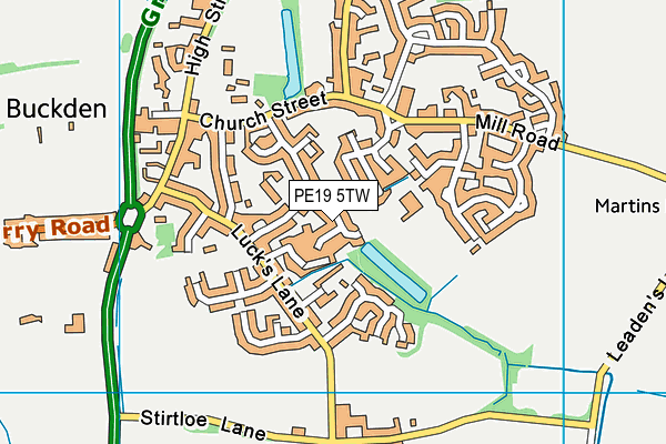 PE19 5TW map - OS VectorMap District (Ordnance Survey)