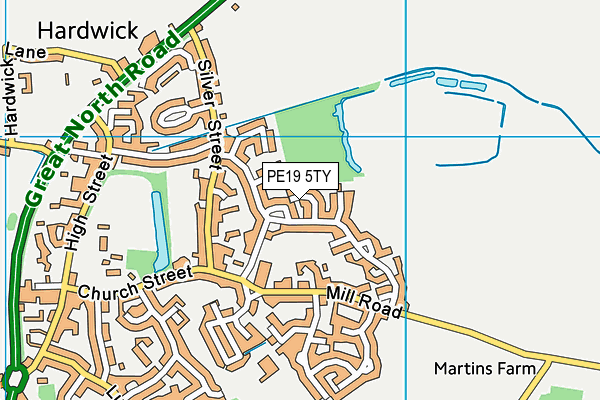 PE19 5TY map - OS VectorMap District (Ordnance Survey)