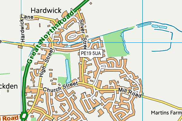 PE19 5UA map - OS VectorMap District (Ordnance Survey)