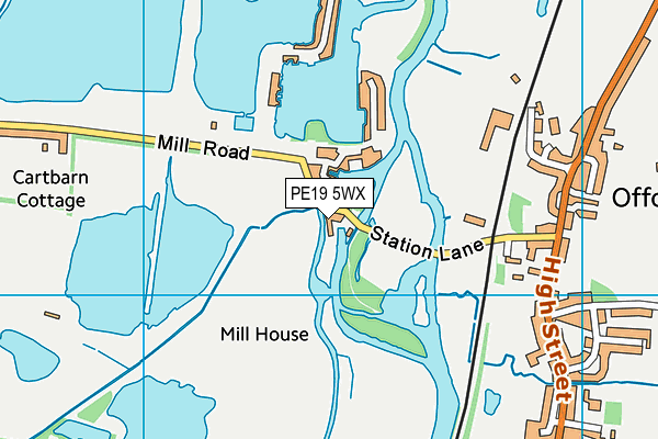 PE19 5WX map - OS VectorMap District (Ordnance Survey)