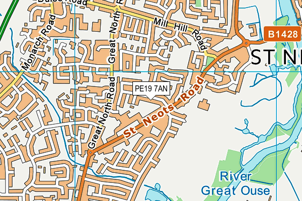 PE19 7AN map - OS VectorMap District (Ordnance Survey)
