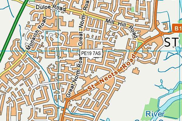 PE19 7AS map - OS VectorMap District (Ordnance Survey)