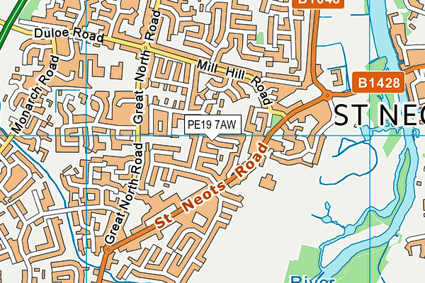 PE19 7AW map - OS VectorMap District (Ordnance Survey)
