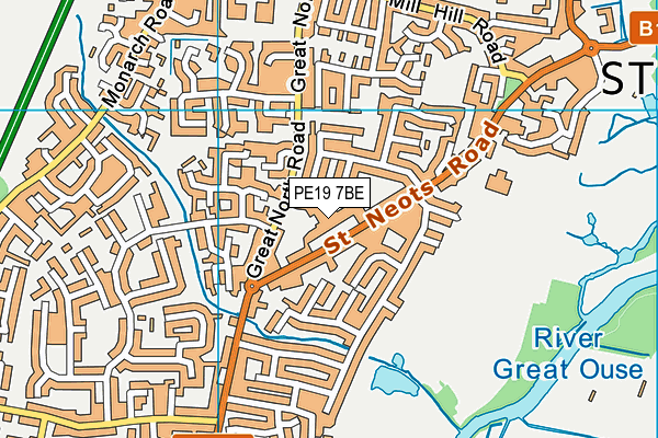 PE19 7BE map - OS VectorMap District (Ordnance Survey)