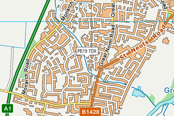 PE19 7DX map - OS VectorMap District (Ordnance Survey)