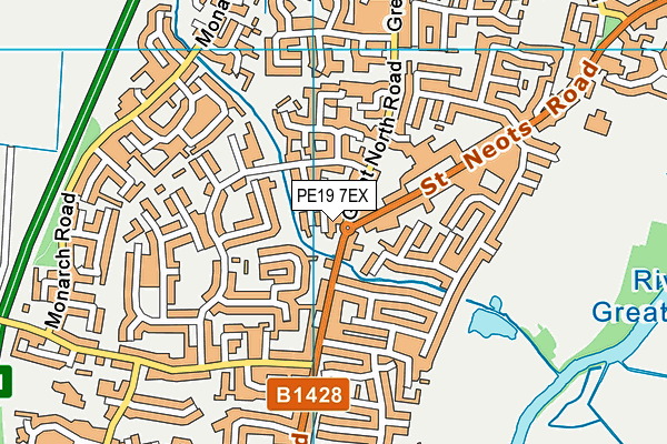 PE19 7EX map - OS VectorMap District (Ordnance Survey)