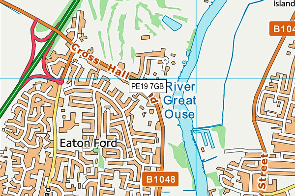 PE19 7GB map - OS VectorMap District (Ordnance Survey)