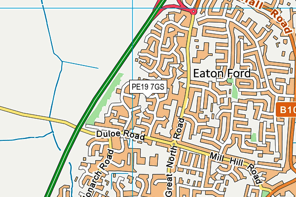 PE19 7GS map - OS VectorMap District (Ordnance Survey)