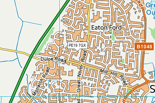 PE19 7GX map - OS VectorMap District (Ordnance Survey)