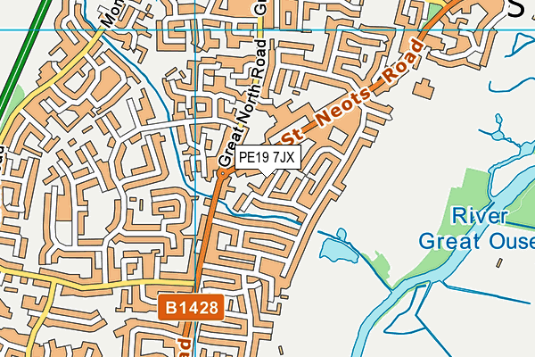 PE19 7JX map - OS VectorMap District (Ordnance Survey)