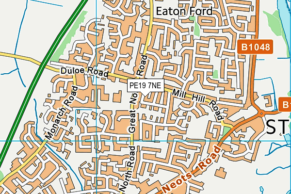 PE19 7NE map - OS VectorMap District (Ordnance Survey)
