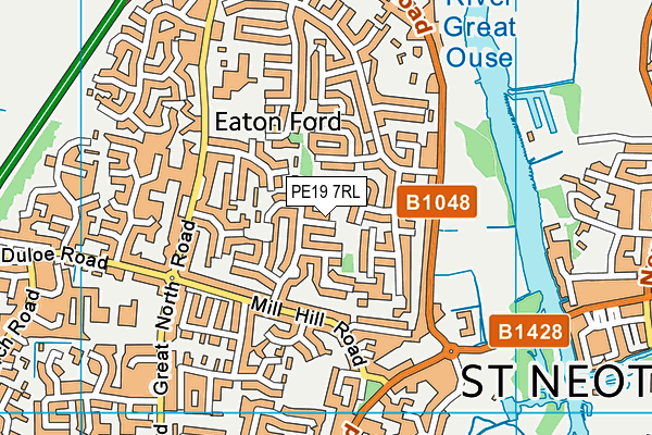 PE19 7RL map - OS VectorMap District (Ordnance Survey)