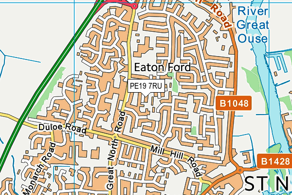 PE19 7RU map - OS VectorMap District (Ordnance Survey)