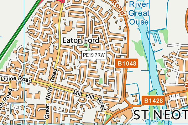 PE19 7RW map - OS VectorMap District (Ordnance Survey)