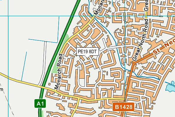 PE19 8DT map - OS VectorMap District (Ordnance Survey)