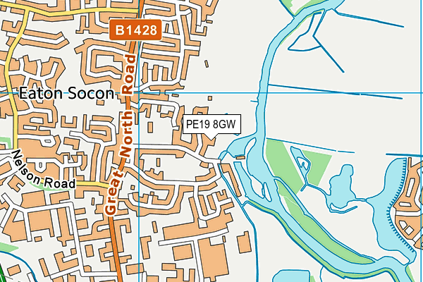 PE19 8GW map - OS VectorMap District (Ordnance Survey)