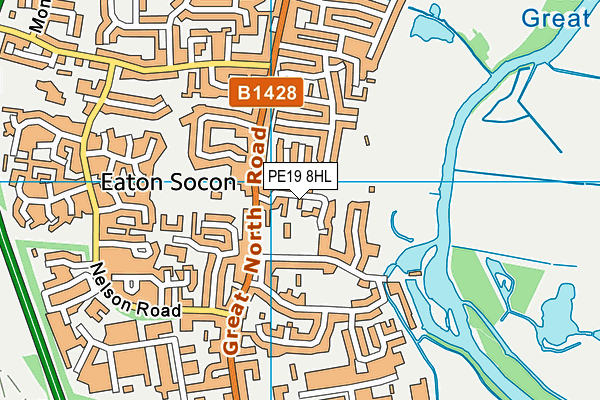 Eaton Socon Cricket Club map (PE19 8HL) - OS VectorMap District (Ordnance Survey)
