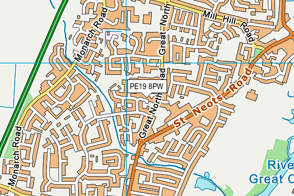 PE19 8PW map - OS VectorMap District (Ordnance Survey)