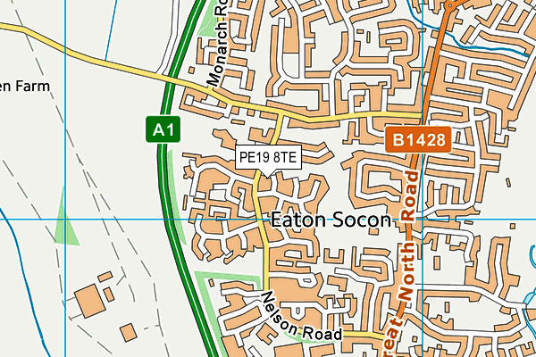 PE19 8TE map - OS VectorMap District (Ordnance Survey)