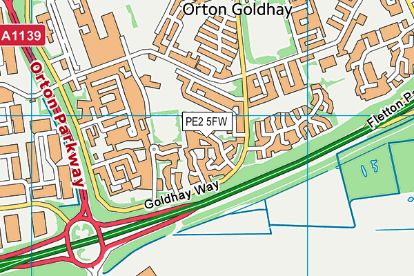 PE2 5FW map - OS VectorMap District (Ordnance Survey)