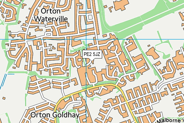 PE2 5JZ map - OS VectorMap District (Ordnance Survey)