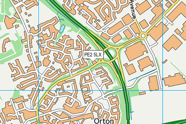 PE2 5LX map - OS VectorMap District (Ordnance Survey)
