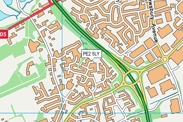 PE2 5LY map - OS VectorMap District (Ordnance Survey)