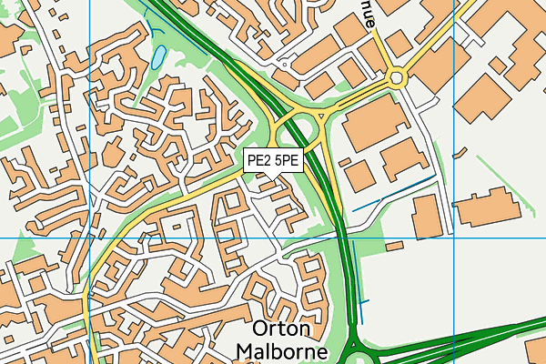 PE2 5PE map - OS VectorMap District (Ordnance Survey)