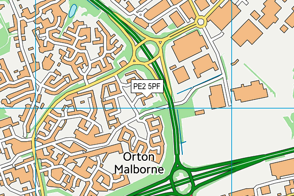 PE2 5PF map - OS VectorMap District (Ordnance Survey)