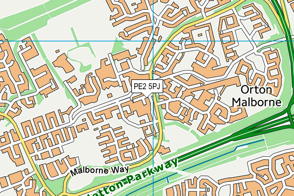 PE2 5PJ map - OS VectorMap District (Ordnance Survey)
