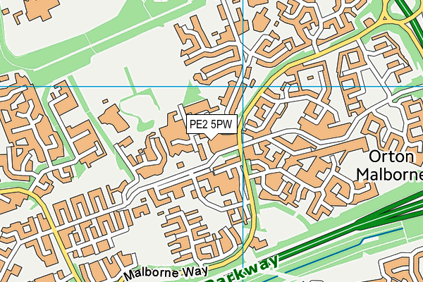 PE2 5PW map - OS VectorMap District (Ordnance Survey)