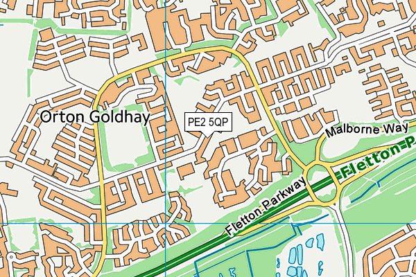 PE2 5QP map - OS VectorMap District (Ordnance Survey)