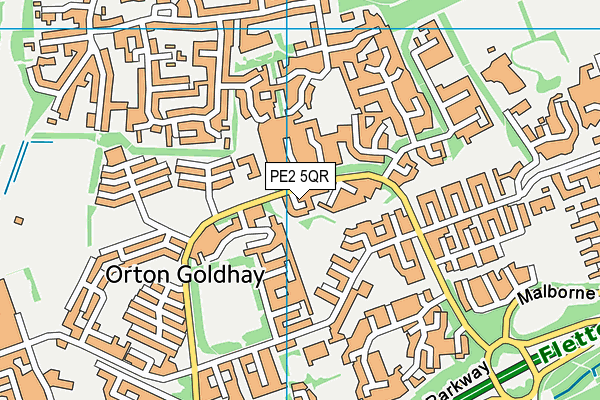 PE2 5QR map - OS VectorMap District (Ordnance Survey)