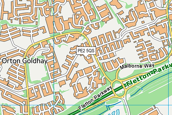 PE2 5QS map - OS VectorMap District (Ordnance Survey)