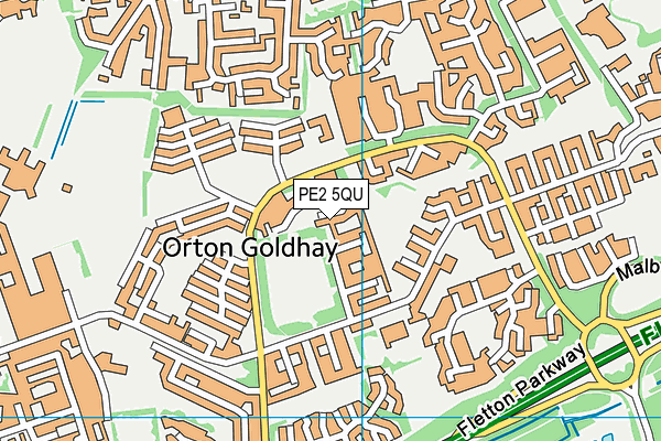 PE2 5QU map - OS VectorMap District (Ordnance Survey)