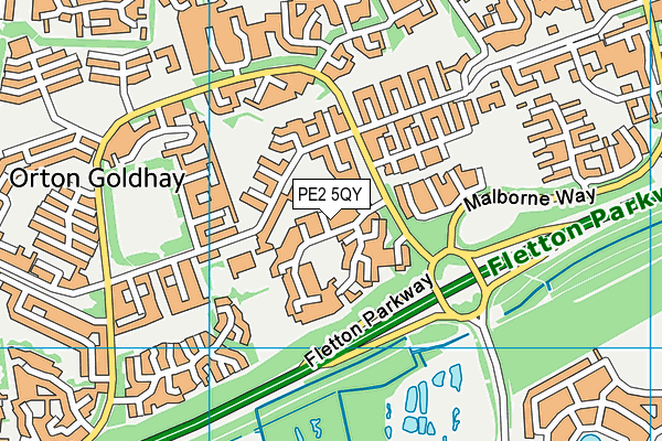 PE2 5QY map - OS VectorMap District (Ordnance Survey)