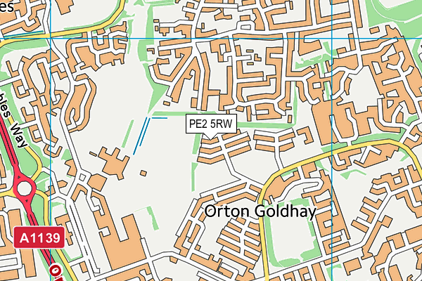 PE2 5RW map - OS VectorMap District (Ordnance Survey)