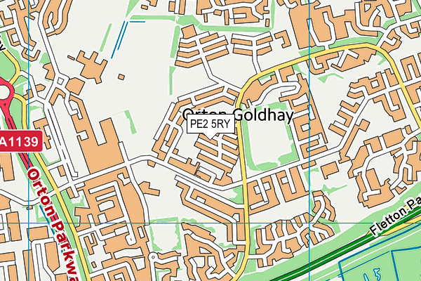 PE2 5RY map - OS VectorMap District (Ordnance Survey)
