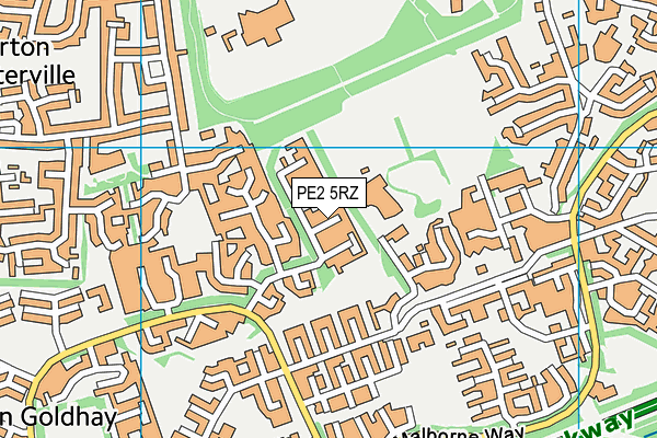 PE2 5RZ map - OS VectorMap District (Ordnance Survey)