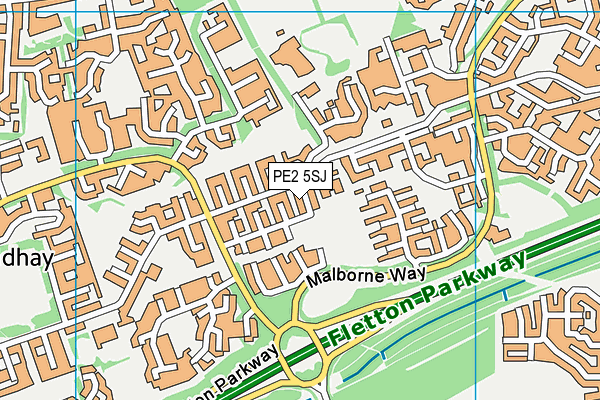 PE2 5SJ map - OS VectorMap District (Ordnance Survey)