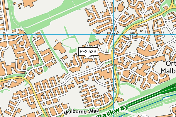 PE2 5XS map - OS VectorMap District (Ordnance Survey)