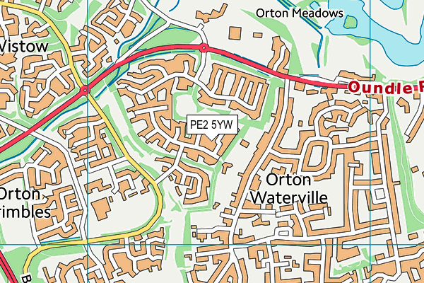 PE2 5YW map - OS VectorMap District (Ordnance Survey)